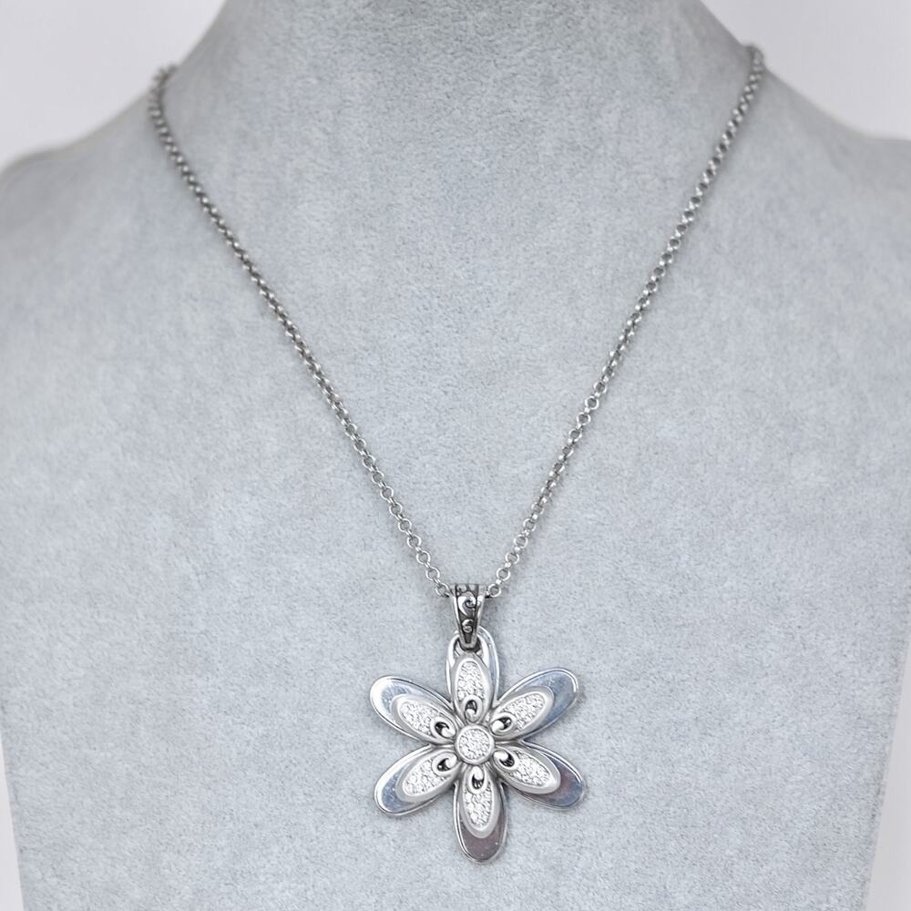 Brighton Dazzle Bloom Twin Daisy Pendant Necklace Crystal Floral Garden Retired